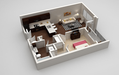 Oliver 1 bed 1 bath at Highland Row Apartments, Memphis, 38111